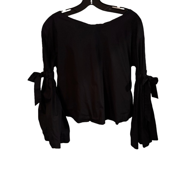 Free People Black Obviously Yours Bell Sleeve Tie Back Top Sz SP - Picture 4 of 10